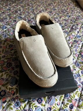 Brand New OluKai  Women’s  Grey Suede Slip-On Loafers